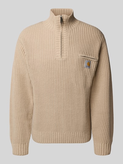 Carhartt Work In Progress Strickpullover mit Stehkragen und Reißverschluss Offwhite 2
