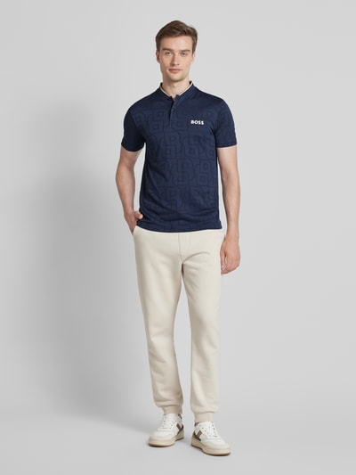 BOSS Green Slim Fit Poloshirt mit Label-Print Modell 'Pariq' Marine 1