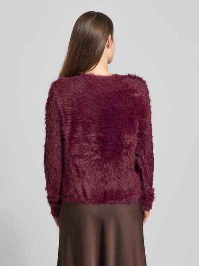 Vero Moda Regular Fit Strickjacke in Kunstfell-Optik Modell 'FLUFFY' Bordeaux 5