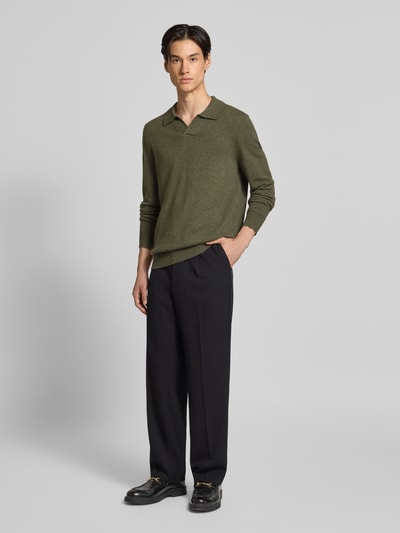 Christian Berg Men Strickpullover aus Woll-Kaschmir-Mix Oliv Melange 1