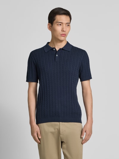 Christian Berg Men Poloshirt mit gerippten Abschlüssen Marine 4
