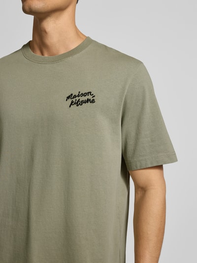 MAISON KITSUNÉ Regular Fit T-Shirt aus reiner Baumwolle Oliv 3