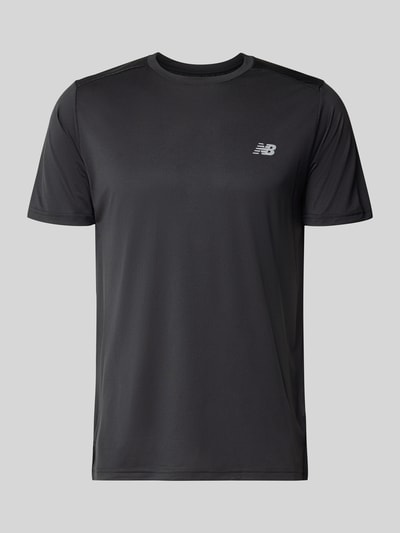 Produktfoto, T-Shirt mit Label-Print Modell 'ESSENTIAL' von New Balance in Schwarz, gerader Schnitt, Rundhalsausschnitt, glatte Oberfläche
