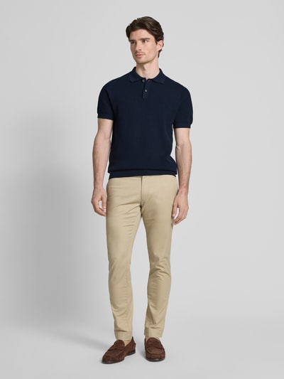 Christian Berg Men Poloshirt mit gerippten Abschlüssen Marine 1