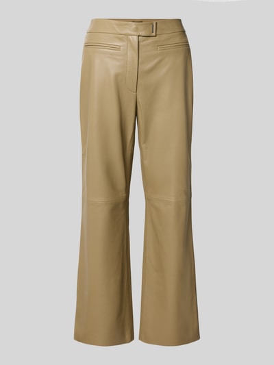 Productfoto, Regular Fit Lederhose aus echt lamsleer model 'SIMARY' van BOSS, dames, lichtbruin, glad oppervlak, rechte pijpen