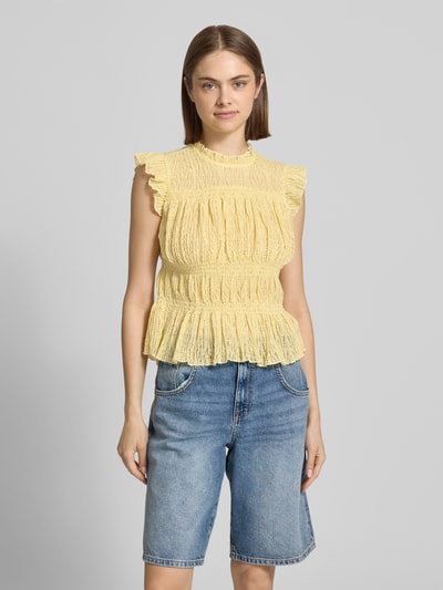 ONLY Slim Fit Blusentop mit Rüschenkragen Modell 'SHAILA' Hellgelb 4