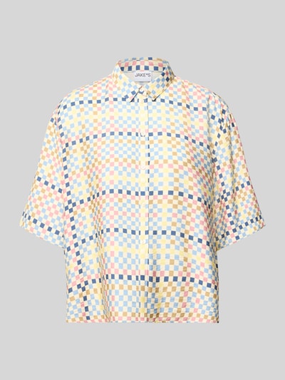 Produktfoto, Relaxed Fit Bluse aus viscosemix im all-over look von Jake*s Casual met overhemdkraag, knoopsluiting, veelkleurige vierkanten structuur