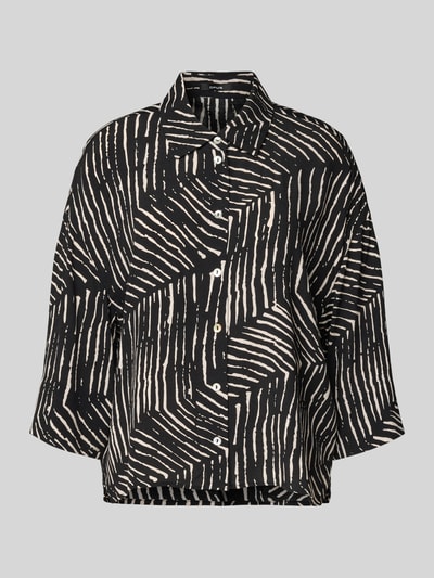 OPUS Relaxed-fit blouse van viscose, model 'Fiana palm leaves' Zwart - 2
