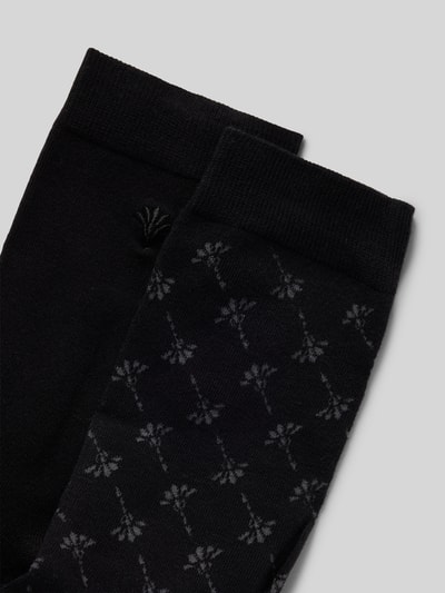 Produktfoto, Socken aus Baumwoll-Mix im 2er-Pack von JOOP! Collection, schwarz-grau mit elastischen Bündchen und feinen Label-Details