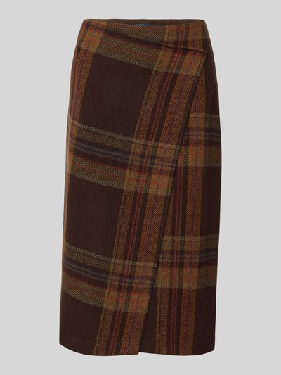 Polo Ralph Lauren Knielange rok van lanawolmix in wikkellook Middenbruin - 2
