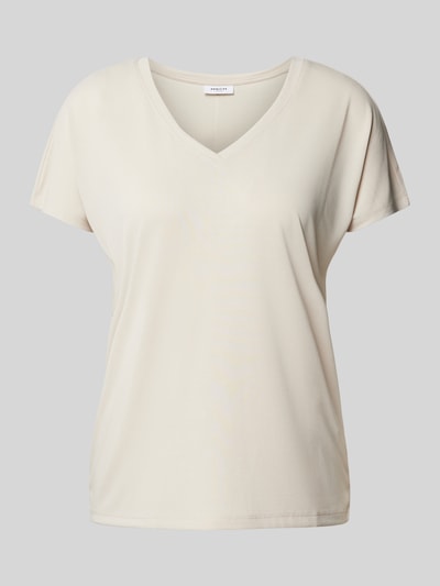 MSCH Copenhagen T-Shirt mit V-Ausschnitt Modell 'Fenya' Beige 2