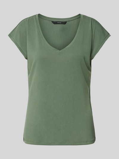 Vero Moda Comfort Fit T-Shirt mit Modal-Anteil Modell 'FILLI' Schilf 2