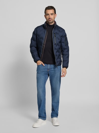 Tom Tailor Regular fit gewatteerd jack met opbergbare capuchon in de kraag Donkerblauw - 1