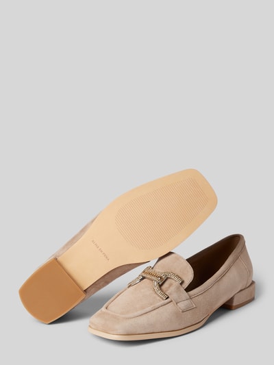 ALMA EN PENA Loafers mit Strasssteinbesatz Beige 4