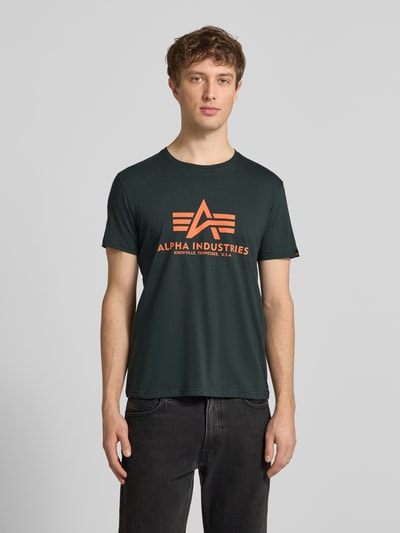 Alpha Industries T-shirt z detalem z logo model 'BASIC' Butelkowy zielony 4
