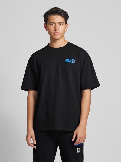 Hugo Blue Oversized T-Shirt mit Label-Print Modell 'Nimayliti' Black 4