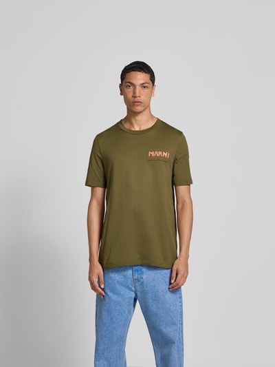Marni T-Shirt mit Label-Detail Oliv 4