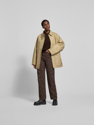 ROTATE Oversized Sweatshirt mit Polokragen Dunkelbraun 1