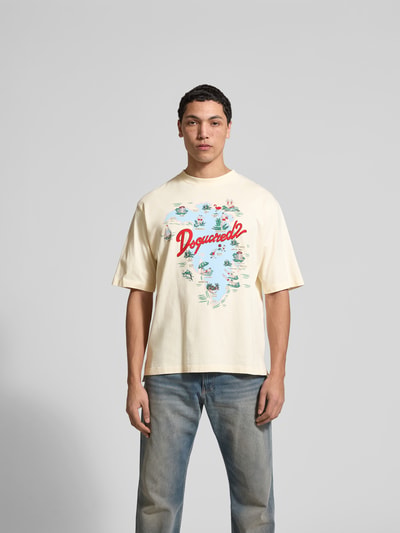 Dsquared2 Loose Fit T-Shirt mit Logo-Print Beige 4