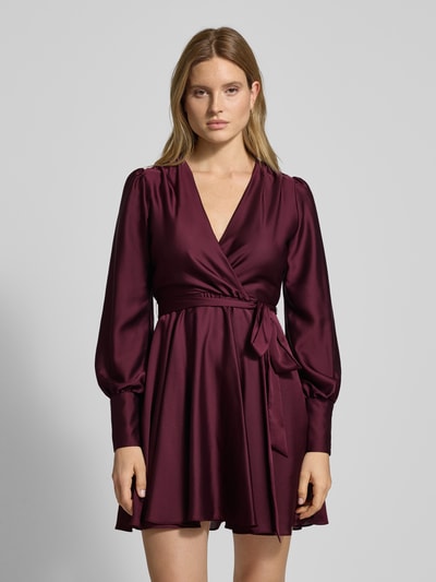 Swing Cocktailkleid mit Taillengürtel Dunkelrot 4