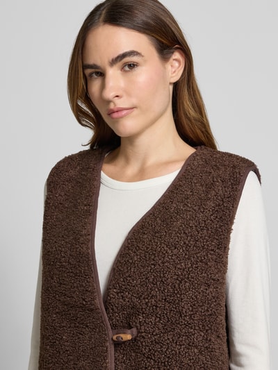 ICHI Regular Fit Weste aus Teddyfell Modell 'Gozima' Dunkelbraun 3