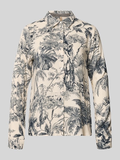 Produktfoto, Regular Fit Bluse aus Viskose Modell 'CARLI 1' von Soyaconcept, wzór na całej powierzchni, kołnierzyk koszulowy, beż i czerń