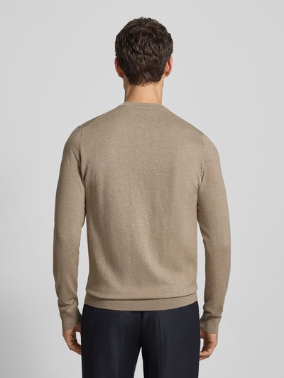 Profuomo Regular Fit Strickpullover mit Seide-Anteil Beige 5