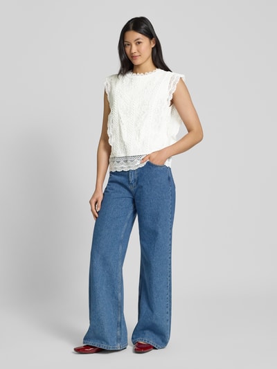 s.Oliver BLACK LABEL Bluzka o kroju regular fit z koronki Złamany biały 1