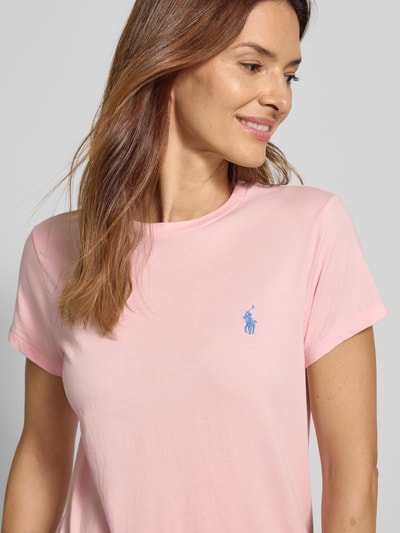 Polo Ralph Lauren T-shirt met labelstitching en ronde hals Felroze - 3