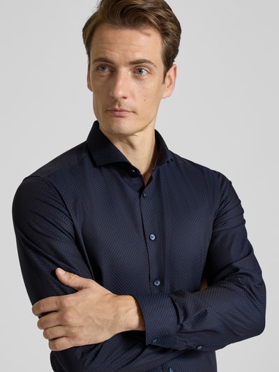 OLYMP Level Five Regular fit zakelijk overhemd met structuurmotief Marineblauw - 3