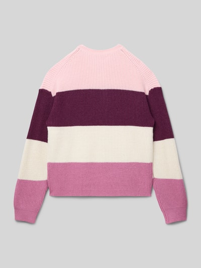 Only Sweter z dzianiny o kroju regular fit z mieszanki wiskozy model ‘SANDY’ Fiołkoworóżowy 3