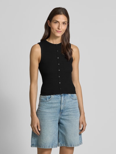 Tom Tailor Denim Slim Fit Tank Top mit angedeuteter Knopfleiste Black 4