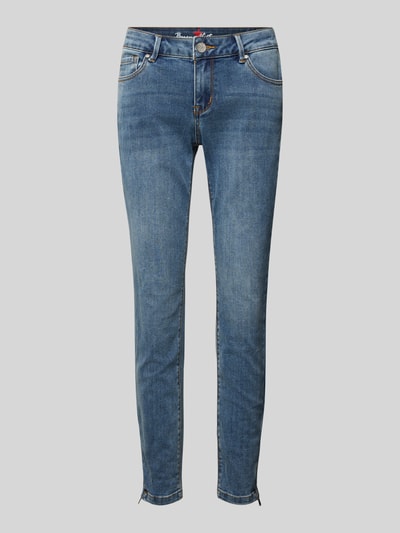 Produktfoto, Slim Fit Jeans mit Viskose-Anteil Modell 'Italy' von Buena Vista, mittelblaue Waschung, 5-Pocket-Design, Baumwoll-Mix, Vorderansicht