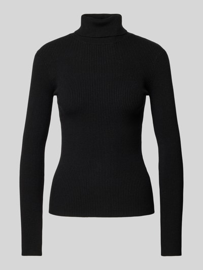 Pieces Slim Fit Rollkragenpullover aus geripptem Viskose-Mix Modell 'MIRA' Black 2