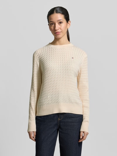 Tommy Hilfiger Slim Fit Pullover aus reiner Baumwolle Ecru 4