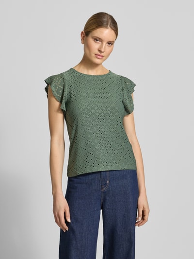 VERO MODA Koszulka z okrągłym dekoltem w kroju regular fit model 'TASSA' Limonkowy 4