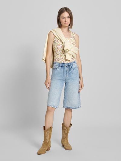 Pieces Top o kroju slim fit z wzorem na całej powierzchni model ‘TAYLIN’ Żółty 1