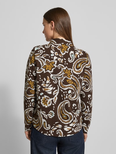 s.Oliver RED LABEL Relaxed fit blouse met lange mouwen van katoenmix Donkerbruin - 5