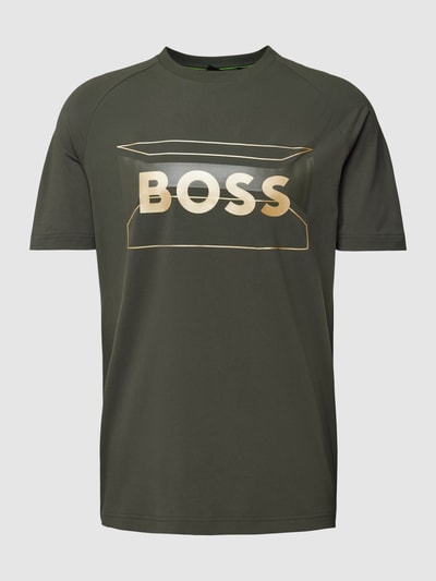 BOSS Green T-shirt met labelprint Olijfgroen - 2