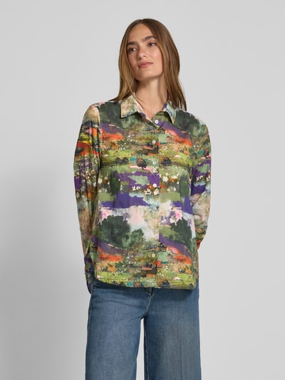 Christian Berg Woman Regular fit overhemdblouse van puur katoen met afgeronde zoom Paars - 4