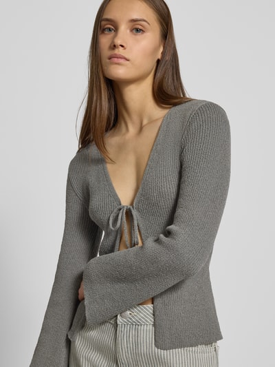 Noisy May Gebreid jack met vetersluiting, model 'AYLIN' Donkergrijs - 3