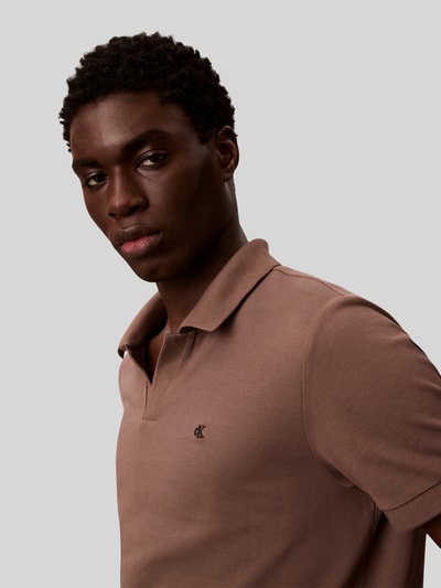 Calvin Klein Jeans regular fit poloshirt van puur katoen Chocoladebruin - 3