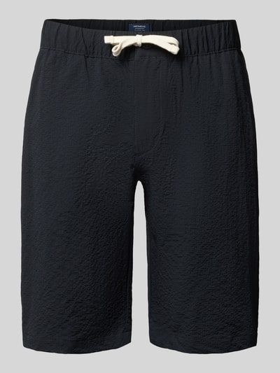 Produktfoto, Shorts mit elastischem Bund und Eingrifftaschen von MCNEAL in Schwarz mit Strukturmuster, Regular Fit, Vorderansicht, Eingrifftaschen und Gesäßtaschen, Tunnelzug, Bundweite bei Größe M 44 cm, Innenbeinlänge 26 cm