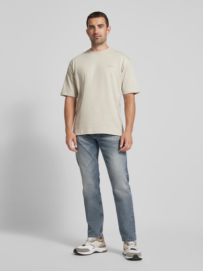 BOSS Orange Relaxed fit T-shirt met labelprint Beige - 1