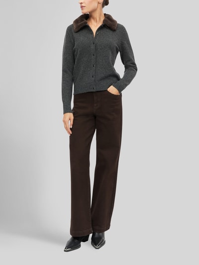 s.Oliver BLACK LABEL Regular fit gebreid jack met wol Antraciet - 1