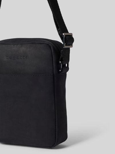 bugatti Umhängetasche aus echtem Leder mit Label-Detail Modell 'Luca' BLACK 3