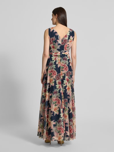 Christian Berg Cocktail Abendkleid mit V-Ausschnitt Marine 5