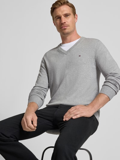 Tommy Hilfiger Regular fit pullover van een mix van katoen en kasjmier Lichtgrijs gemêleerd - 3