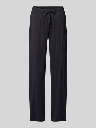 Produktfoto, Pyjama-Hose mit elastischem Bund von Hanro, Relaxed-Fit, Damen Pyjama-Hose, schwarzer Stoff, glatte Oberfläche, Tunnelzug.