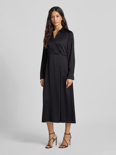 Marc Cain Midikleid aus Viskose-Mix mit V-Ausschnitt Black 1